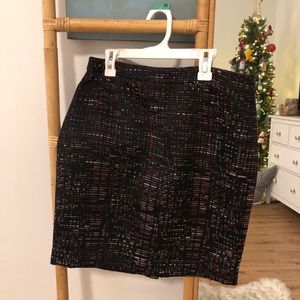 LOFT Petite Black and Red “Tweed” Skirt